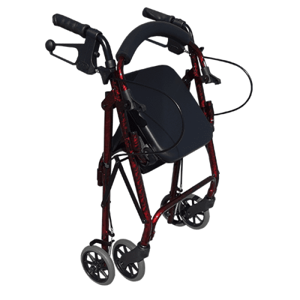 RG4208AJ-MINI-ALUMINIUM-SEAT-WALKER-FOLDED Seat Walker - Petite - 6" Wheels, 48cm Height, RED