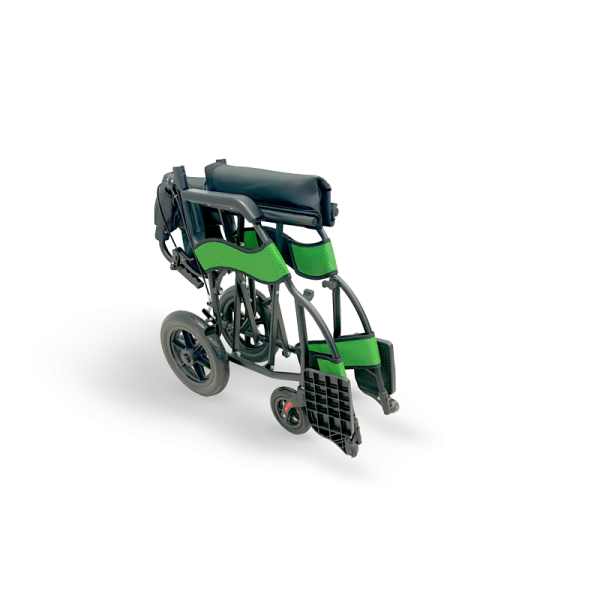 RG312GR18-COMFORTLITE-TRANSIT-WHEELCHAIR-GREEN-FOLDED-WITH-WHEELS-600x450 Redgum Comfortlite Transit