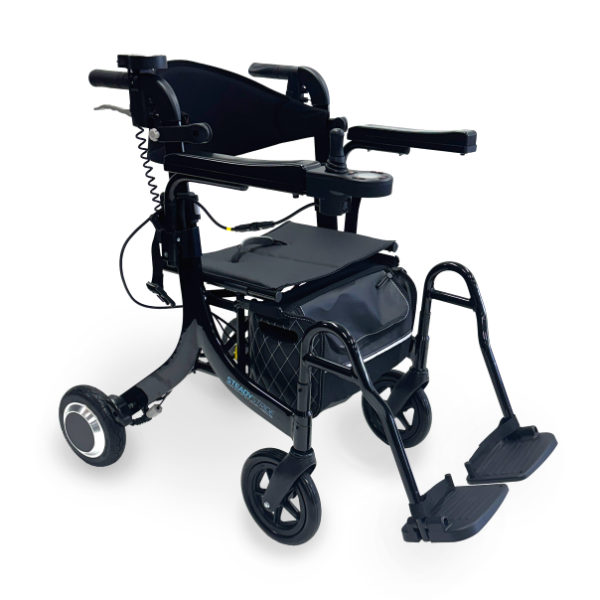 Redgum Steady Stride Folding Electric Seat Walker / Wheelchair (19kg) Black